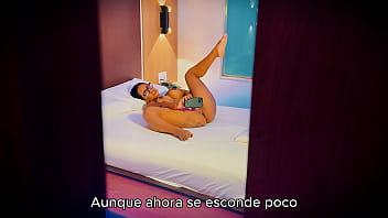 Stepmother masturbates while her stepson secretly watches her