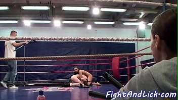 Roundass Lesbians Wrestling In A Boxing Ring thumbnail