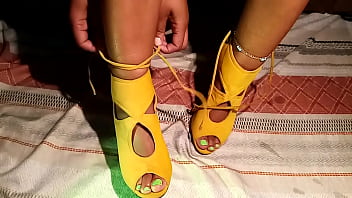 She's too hot to handle and she wants to tease you even more making herself a sexy foot massage