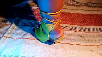 She's too hot to handle and she wants to tease you even more making herself a sexy foot massage