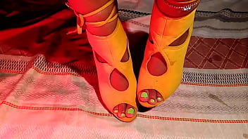 She's too hot to handle and she wants to tease you even more making herself a sexy foot massage