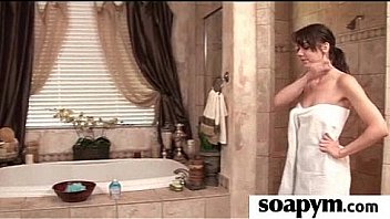 Babe with huge tits massages and blows a customer 7