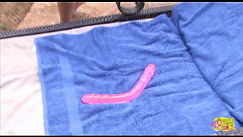 Dirty blonde is shy about having sex with girls but does it anyway