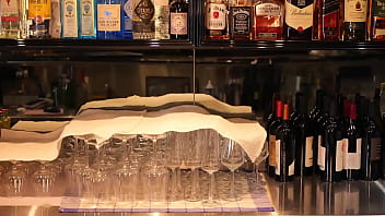 Stella cardo in the bar shows tits and maybe cream on them