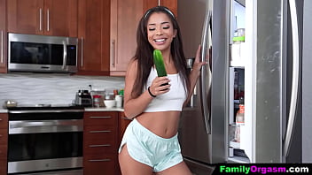 Curious stepdaughter tempted by her stepmom in the kitchen