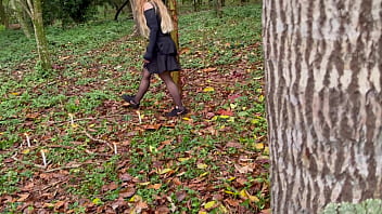 Hot blonde witch in the forest on halloween deepthroat creampie squirt
