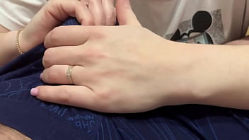 Penis massage through panties torments the penis keeps the orgasm