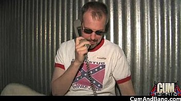 Ebony slut blows a group of horny dudes 11