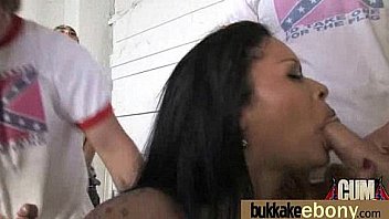 Dirty ebony whore banged and covered in cum interracial 23