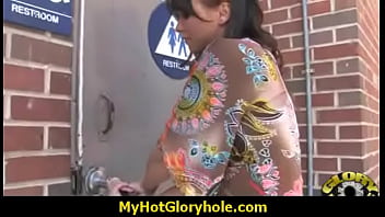 Horny lady enjoys gloryhole cocksucking interracial 3