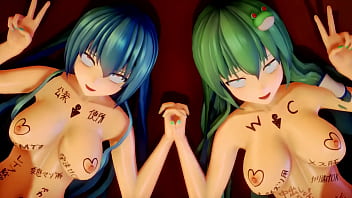 Touhou sanae kochiya and tenshi hinanai