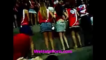 Girls show their panties to cheer on the team