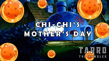 Gohan se coge a su madre mientras su padre los mira