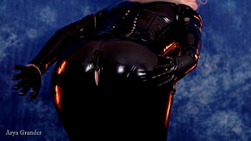 Sexual latex fetish model arya grander shiny clothing and curvy body