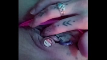Playing with my pierced wet pussy enjoy big natural tits tight tattooed pussy