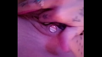 Playing with my pierced wet pussy enjoy big natural tits tight tattooed pussy