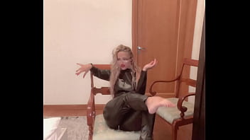 Latex catsuit foot red toenail worship