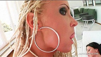 Big titted lesbo sex bomb gets pussy filled with a deep fist