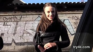 Sensual teenie give suck job in pov and gets tight slit poked