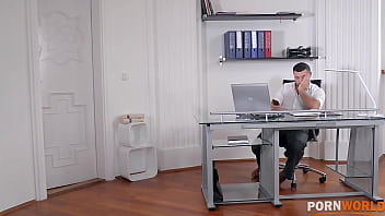 Personal assistance boss bangs brunette in office