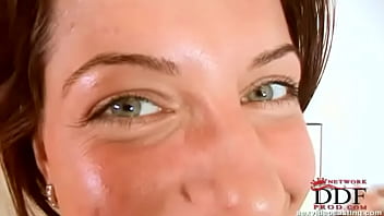 Smiling newcummer doing blowjob