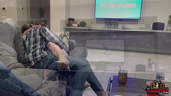 Brunette and blonde slut wives getting blacked by basketball players as their cuck hubbies film and watch