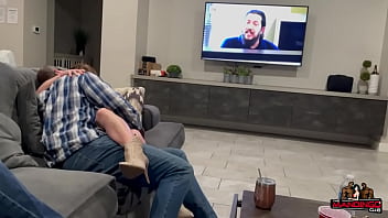 Brunette and blonde slut wives getting blacked by basketball players as their cuck hubbies film and watch