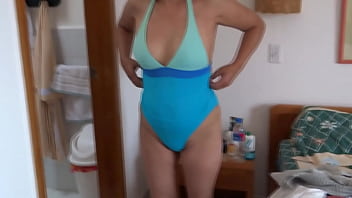 On the beach i show off in a bikini to watch my stepson's friends masturbate