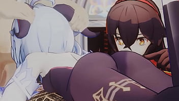 Ganyu & amber plays with big cocks 71lv