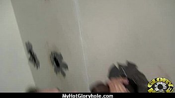 Ebony sucks off a big cock through a gloryhole 15