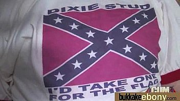 Ebony babe sucks group of white guys 13