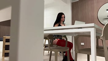 College student studying in library agrees to come home