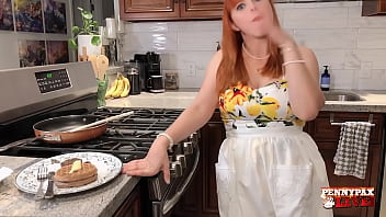 Banana redhead penny pax loves masturbating in the kitchen