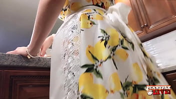 Banana redhead penny pax loves masturbating in the kitchen