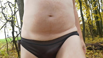 Woodland Hike In Black Knickers And Cumshot thumbnail