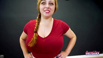 Blue eyed busty hottie gwen gets banged and swallows cum