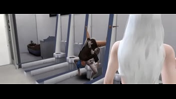 Sexy girl fucking on the toilet