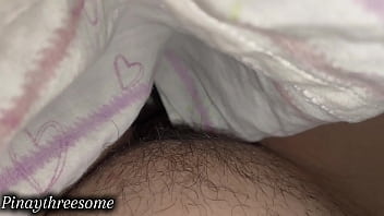 Real husband and wife playing touching eachother under bedsheet blanket