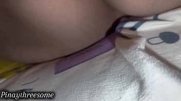 Real husband and wife playing touching eachother under bedsheet blanket