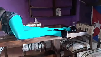 Milf With Beautiful Legs In Pantyhose And Heels Lying On The Table thumbnail