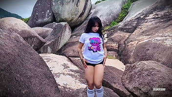 Adorable girl deep blowjob and pussy play in public pov