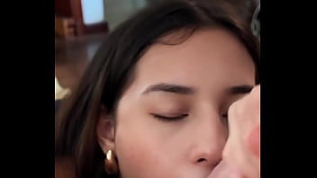 Horny 18yo brunette sucks balls hard petite latina gostosa busty big tits deepthroat mouth fuck rimjob rimming