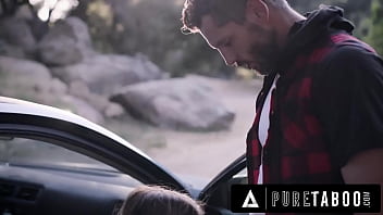 She gets fucked on the side of the road