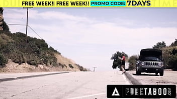 She gets fucked on the side of the road