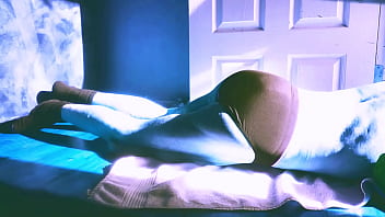 Sped up stretching on floor with roller and briefs for some sun and relief in winter december 2021