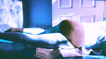 Sped up stretching on floor with roller and briefs for some sun and relief in winter december 2021