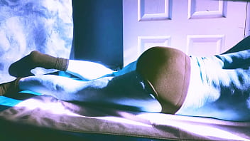 Sped up stretching on floor with roller and briefs for some sun and relief in winter december 2021