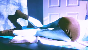 Sped up stretching on floor with roller and briefs for some sun and relief in winter december 2021