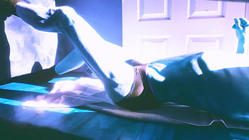 Sped up stretching on floor with roller and briefs for some sun and relief in winter december 2021