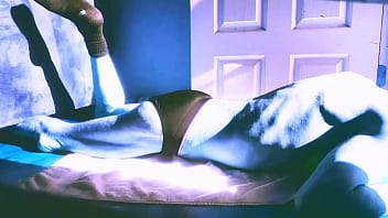 Sped up stretching on floor with roller and briefs for some sun and relief in winter december 2021